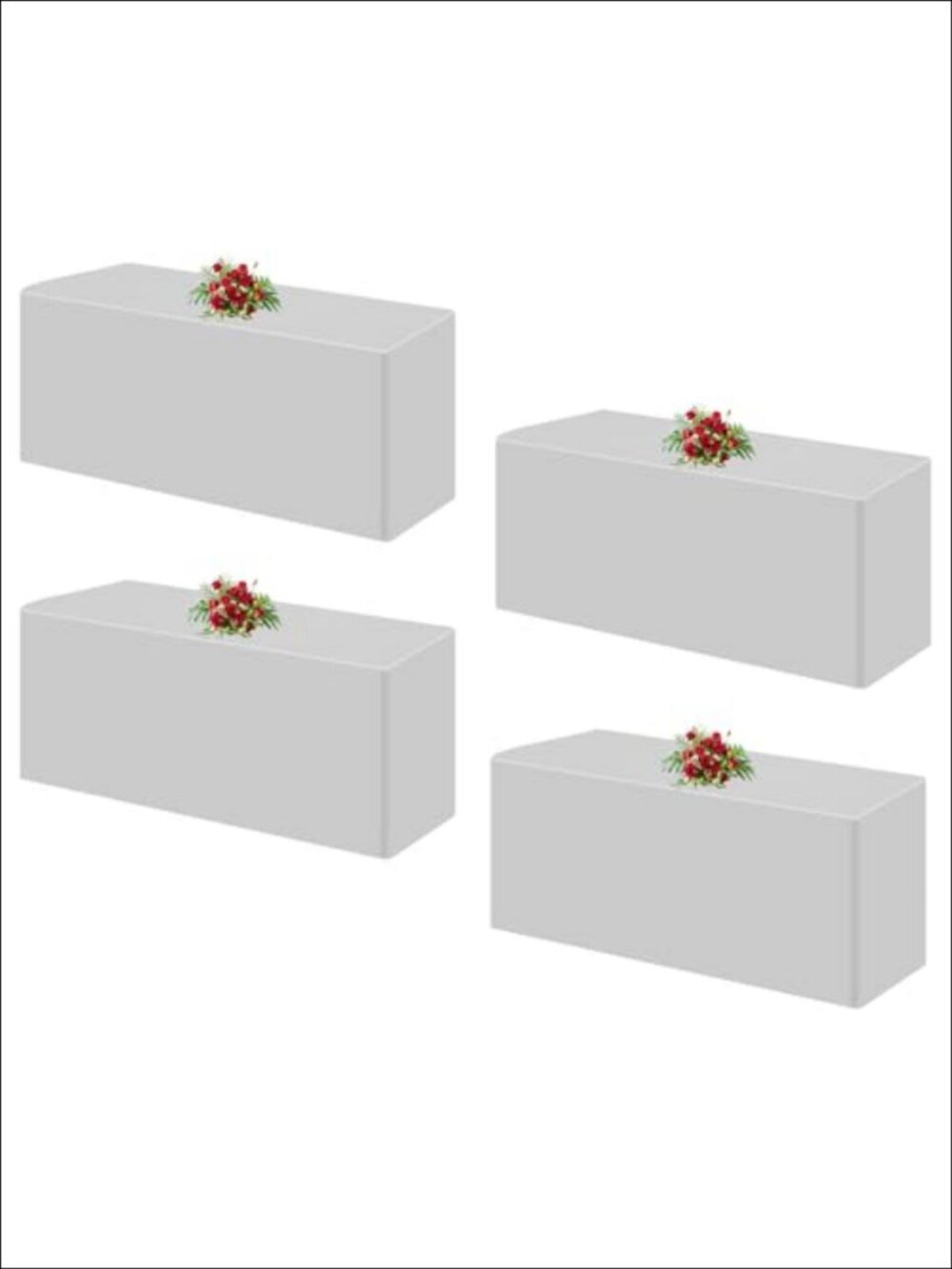 4 Pack Fitted Table Covers 72x30 Inch Polyester Rectangle Tablecloths for